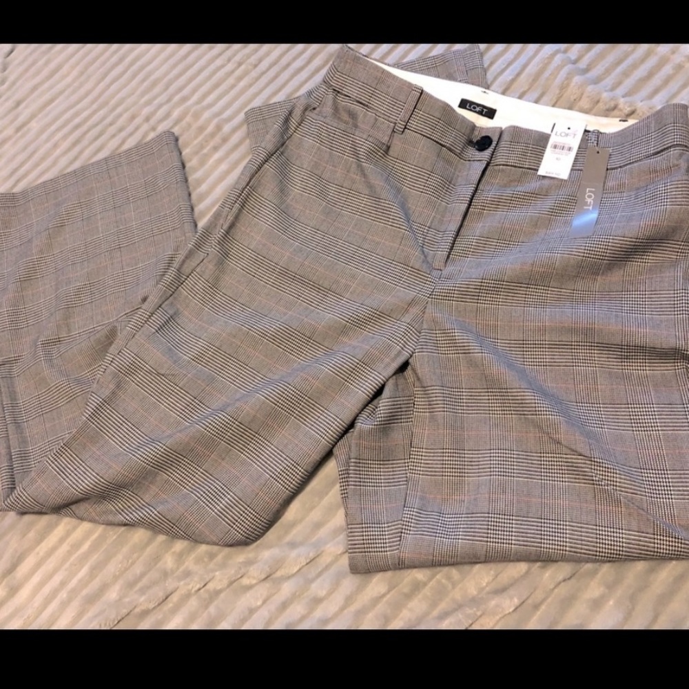 NWT Loft curvy high waist plaid trousers